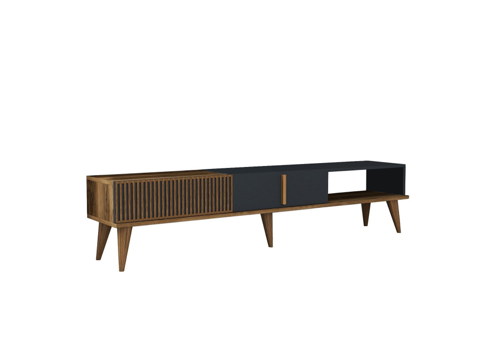 Soporte de TV de madera "Milan" - 180 x 35 x 40 cm - Nogal, Antracita