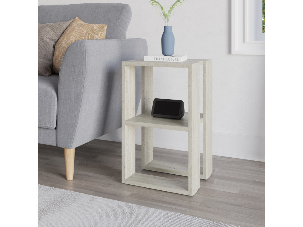 Mesilla de noche de madera "Lonie" 30 x 30 x 55 cm - Travertino