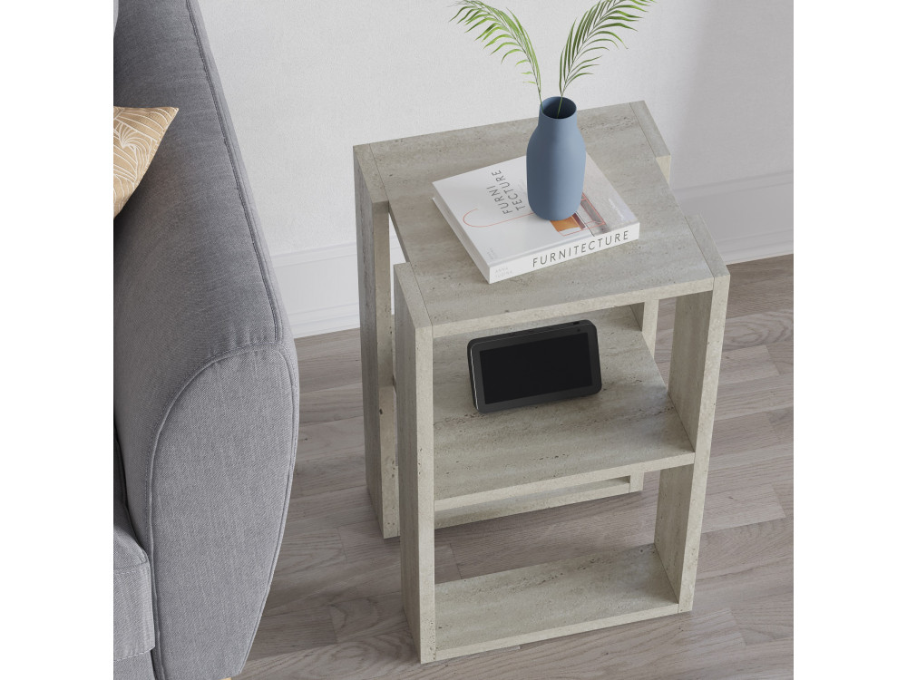 Mesilla de noche de madera "Lonie" 30 x 30 x 55 cm - Travertino