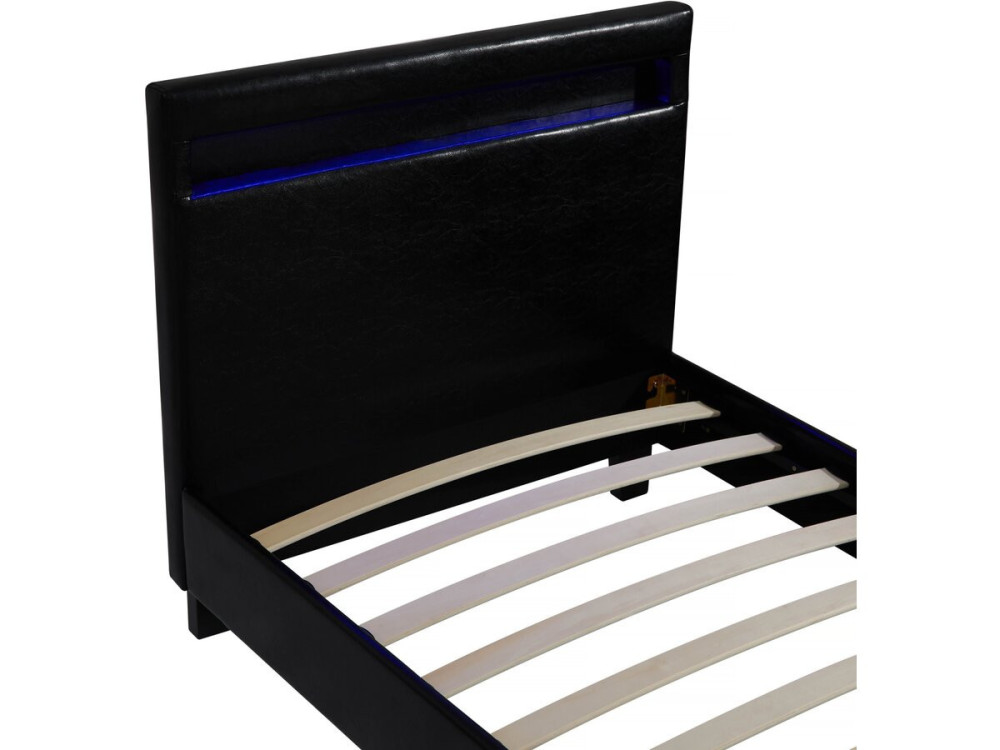 Cama con LED "Maria" 90 x 190 cm - Negra
