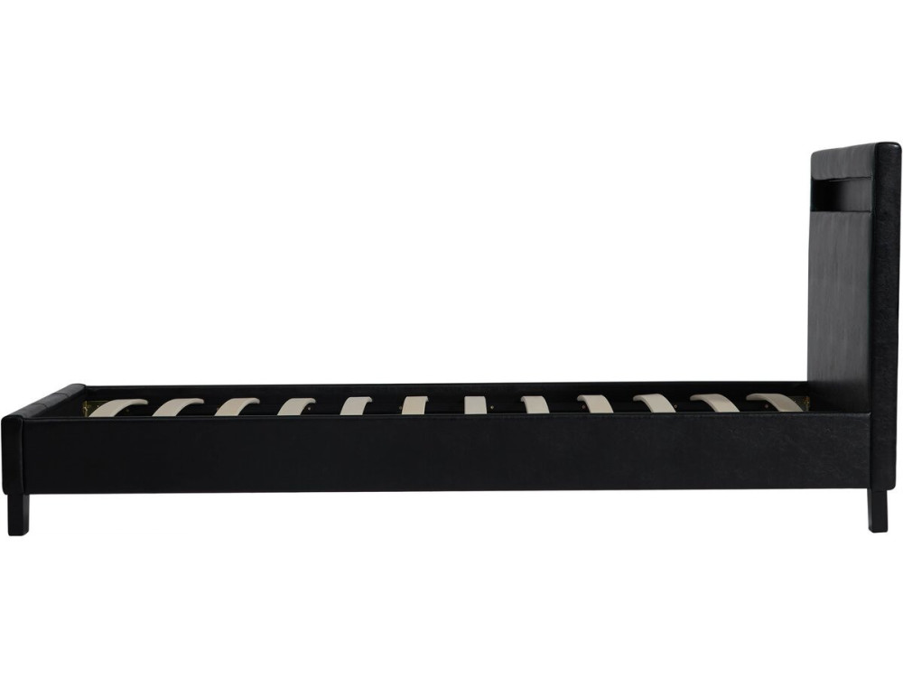 Cama con LED "Maria" 90 x 190 cm - Negra