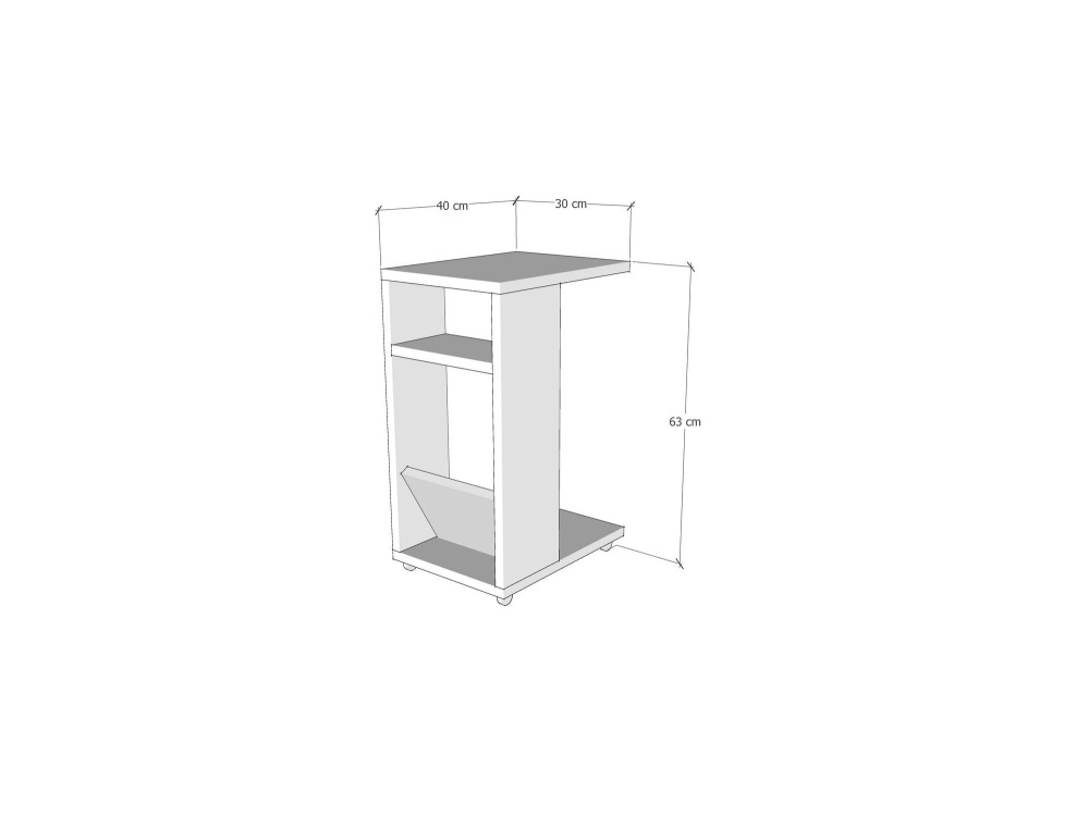 Mesa auxiliar de madera "Filinta" - 30 x 40 x 63 cm - Travertino