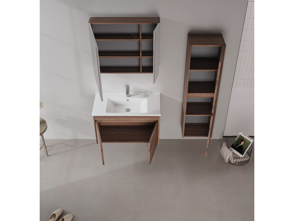 Mueble para lavabo «Side 85 v2» - 85 x 45 x 52 cm - Nogal oscuro