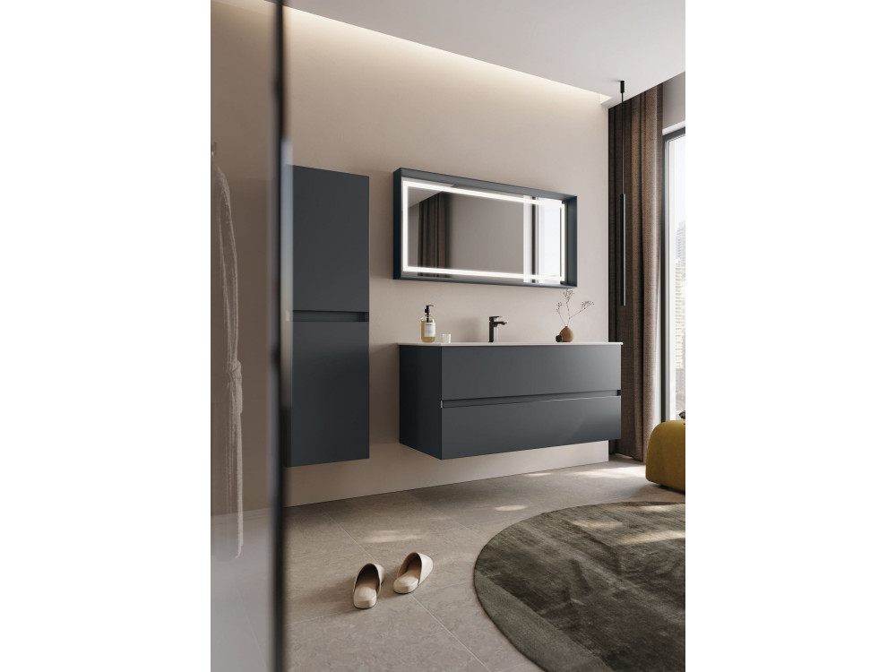 Conjunto de mueble con lavabo y espejo (2 piezas) «Nest 121 v2» - 121 x 51 x 55 cm - Antracita mate