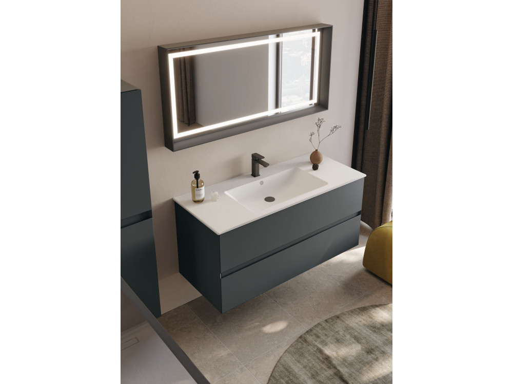Conjunto de mueble con lavabo y espejo (2 piezas) «Nest 121 v2» - 121 x 51 x 55 cm - Antracita mate
