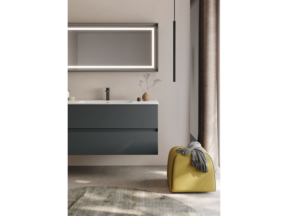 Conjunto de mueble con lavabo y espejo (2 piezas) «Nest 121 v2» - 121 x 51 x 55 cm - Antracita mate