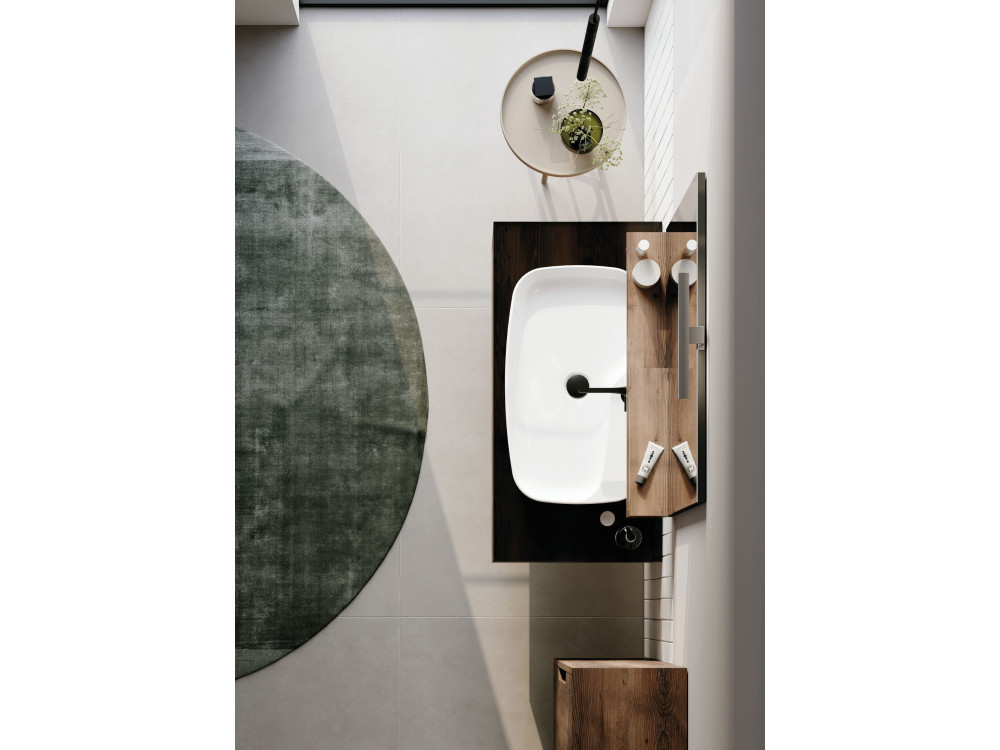 Conjunto de mueble con lavabo y espejo (2 piezas) «Galia 100 v2» - 100 x 50 x 50 cm - Nogal