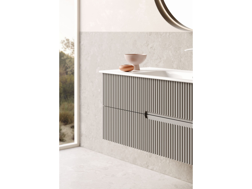 Conjunto de mueble con lavabo y espejo (2 piezas) «Moonlight 120 v2» - 121 x 51 x 51 cm - Matte Mink