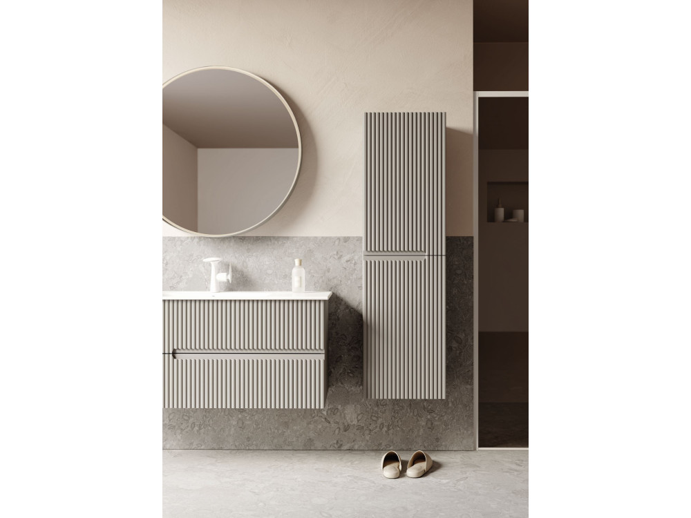 Conjunto de mueble con lavabo y espejo (2 piezas) «Moonlight 120 v2» - 121 x 51 x 51 cm - Matte Mink