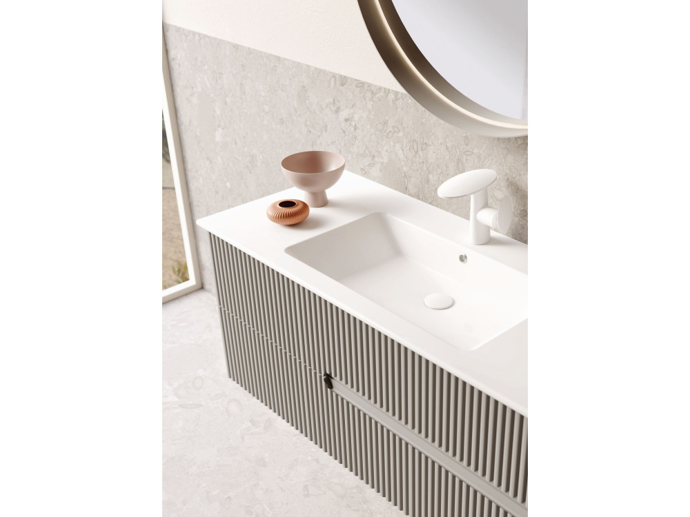 Conjunto de mueble con lavabo y espejo (2 piezas) «Moonlight 120 v2» - 121 x 51 x 51 cm - Matte Mink