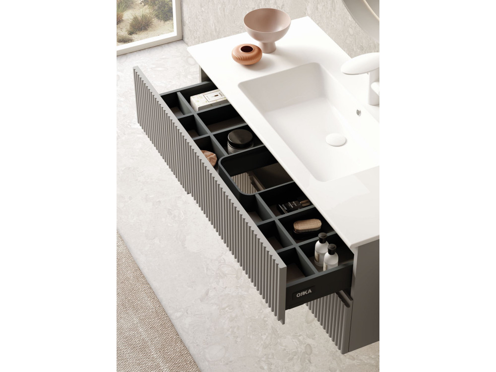 Conjunto de mueble con lavabo y espejo (2 piezas) «Moonlight 120 v2» - 121 x 51 x 51 cm - Matte Mink