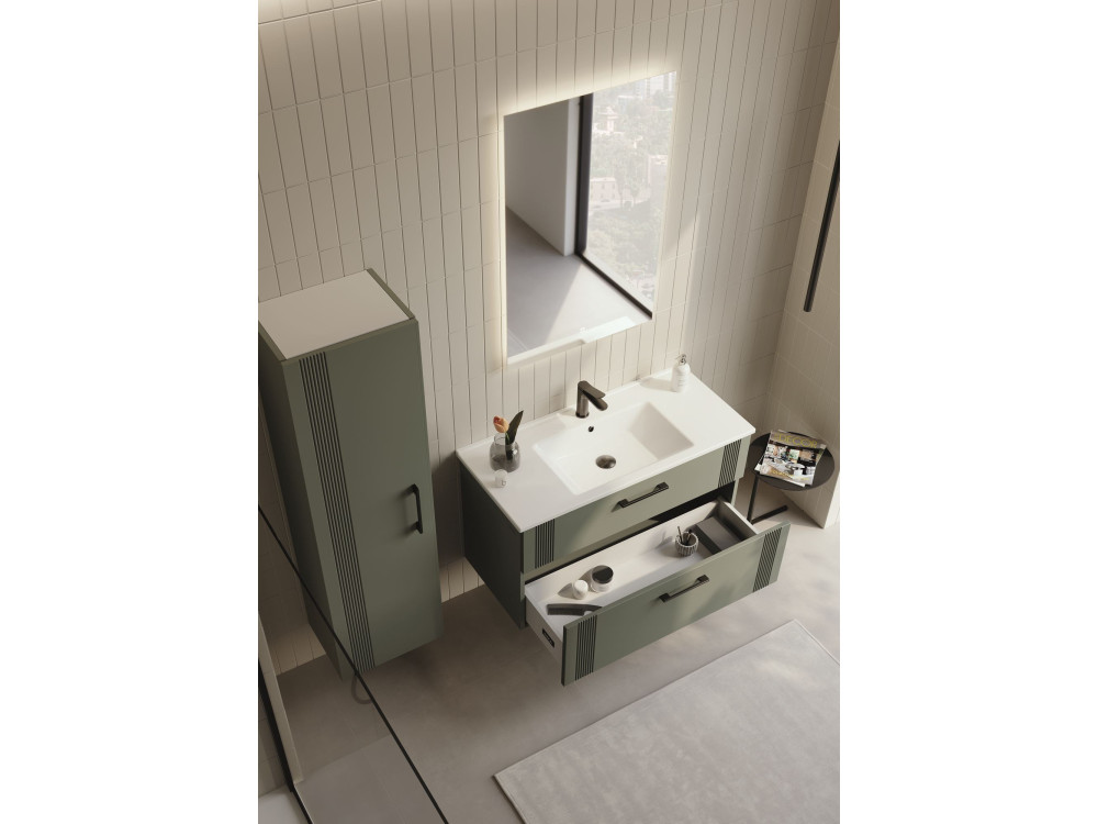Mueble para lavabo «Bari 100 v2» - 100 x 45 x 55 cm - Verde mate