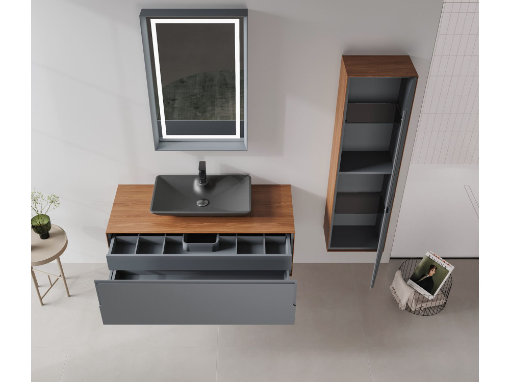 Mueble para lavabo «Craft 120» - 120 x 50 x 40 cm - Nogal / Antracita