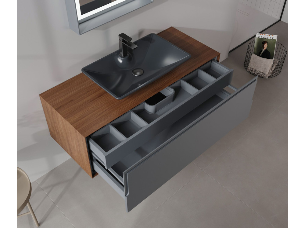 Mueble para lavabo «Craft 120» - 120 x 50 x 40 cm - Nogal / Antracita