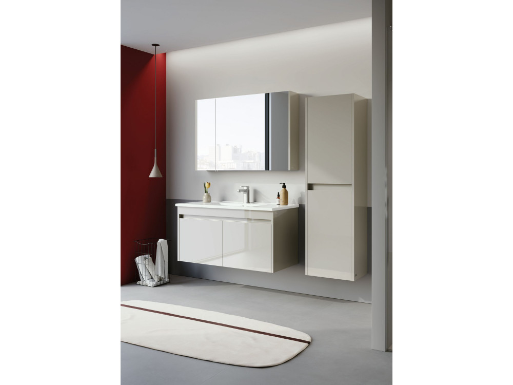 Conjunto de mueble con lavabo y espejo (2 piezas) «Arno 100» - 100 x 45 x 52 cm - Cashmere