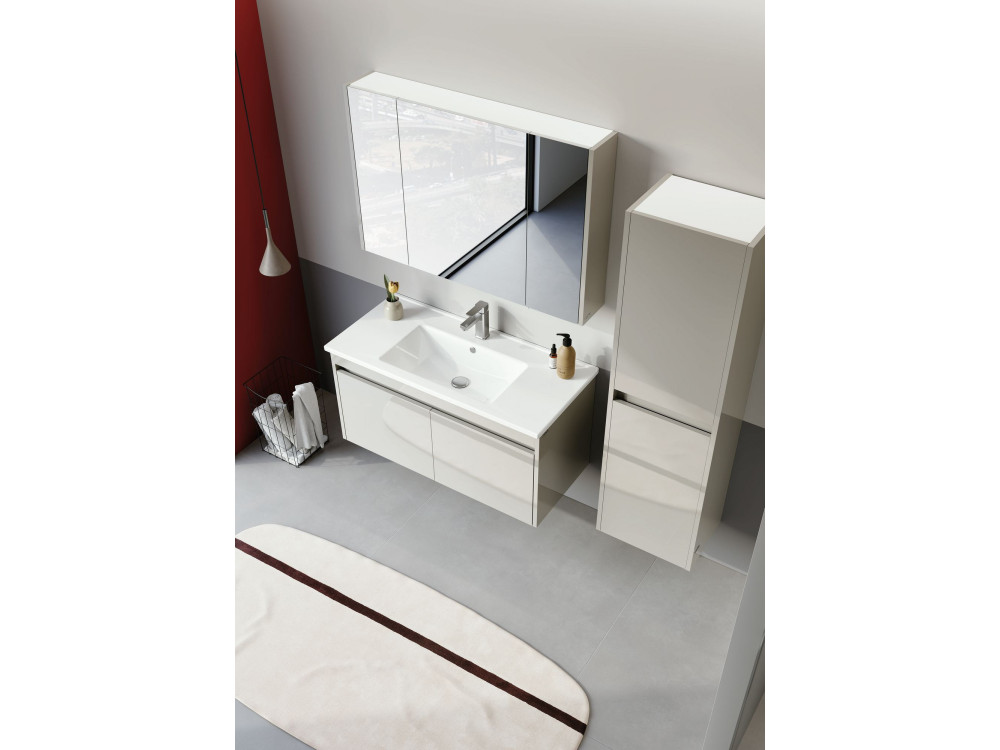 Conjunto de mueble con lavabo y espejo (2 piezas) «Arno 100» - 100 x 45 x 52 cm - Cashmere