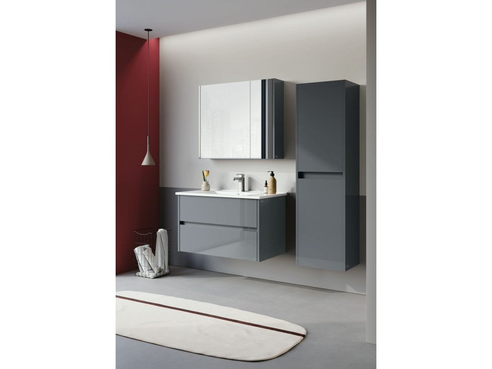 Conjunto de mueble con lavabo y espejo (2 piezas) «Arno 85» - 85 x 45 x 52 cm - Gris