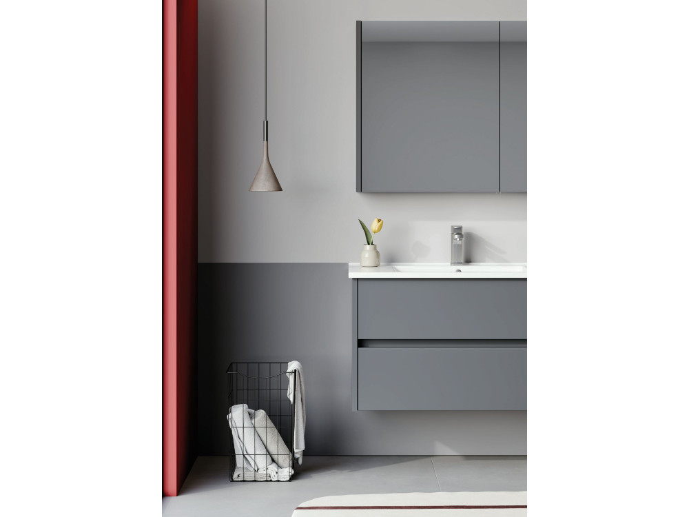 Conjunto de mueble con lavabo y espejo (2 piezas) «Arno 85» - 85 x 45 x 52 cm - Gris