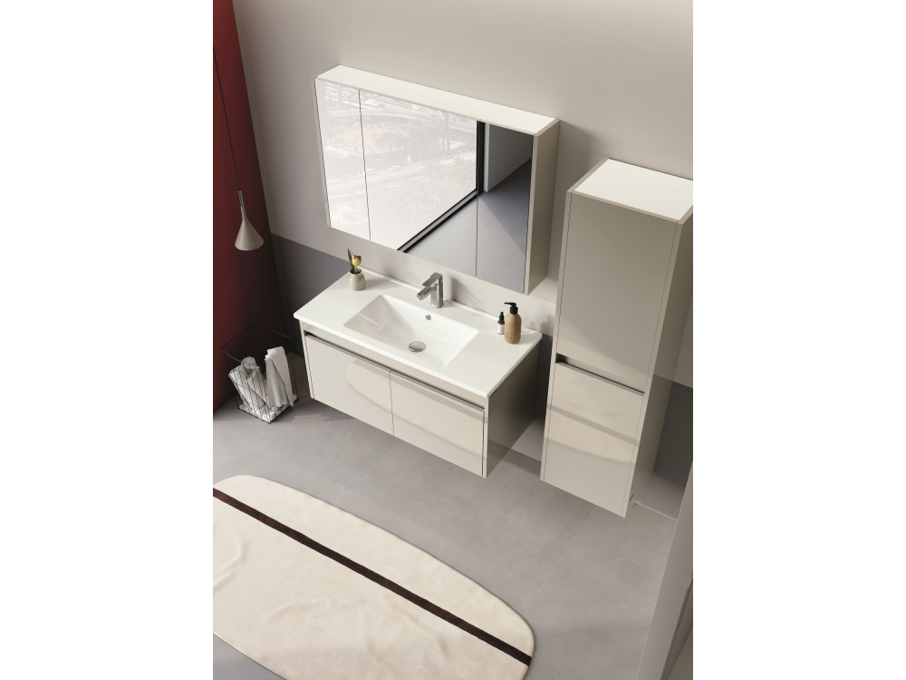 Mueble de baño con espejo «Arno 100» - 100 x 16 x 66 cm - Cashmere