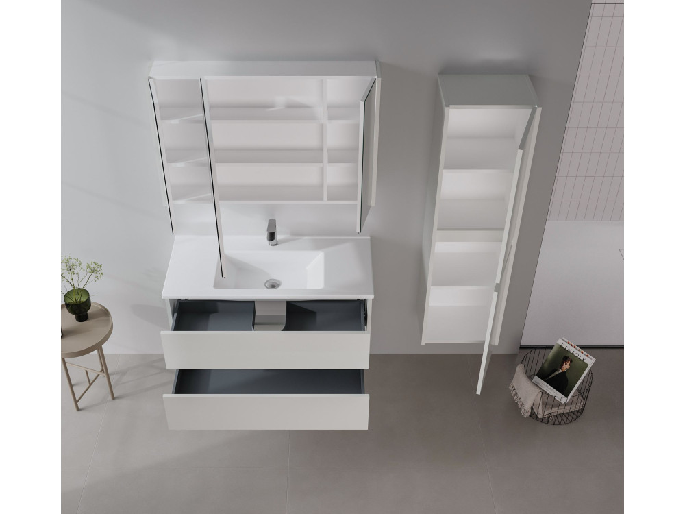 Mueble de baño con espejo «Arno 100» - 100 x 16 x 66 cm - Cashmere