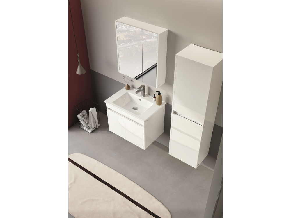Mueble de baño con espejo «Arno 60» - 60 x 16 x 66 cm - Blanco