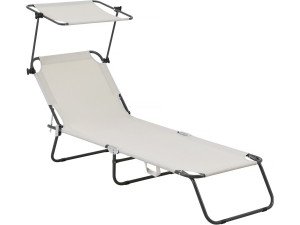 Tumbona plegable "Lazy" - Con sombrilla - Beige