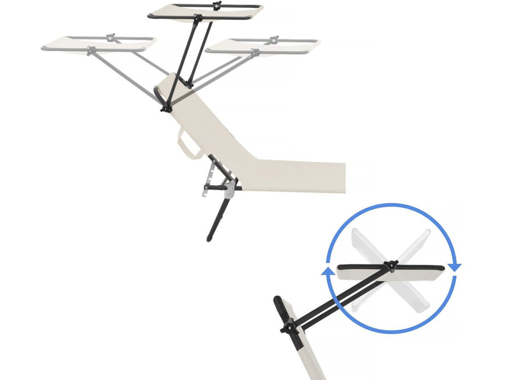 Tumbona plegable "Lazy" - Con sombrilla - Beige