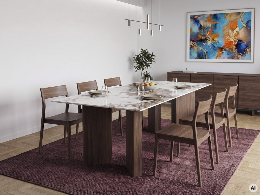 Mesa de comedor de cerámica - 180 cm - «Elma» - 8 plazas - Marrón