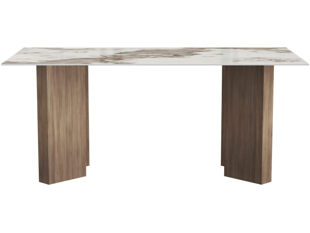Mesa de comedor de cerámica - 180 cm - «Elma» - 8 plazas - Marrón