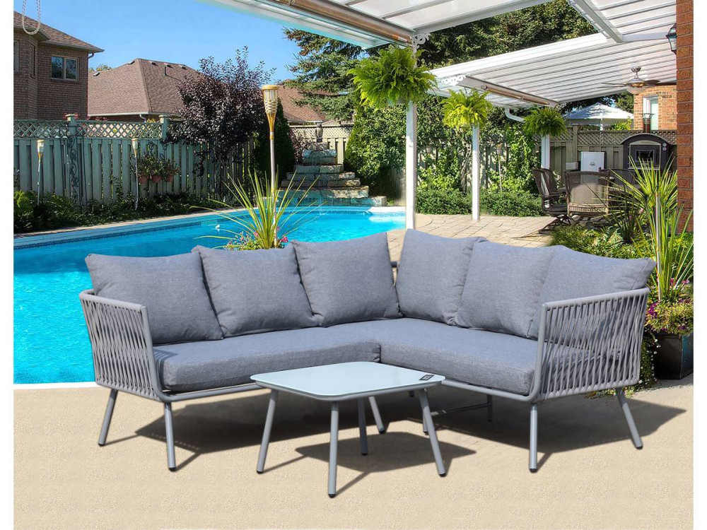Muebles de jardín de cuerda tejida "Zanzíbar" - Gris claro