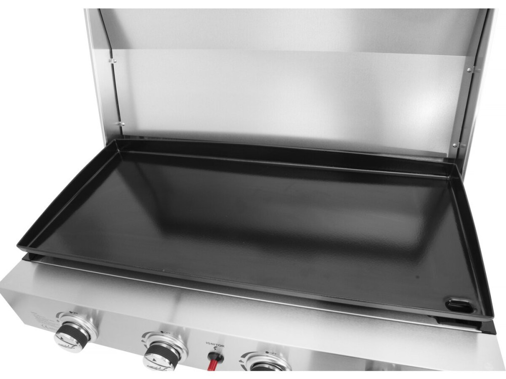 Plancha de gas 4 quemadores con tapa "Fasto" - 10 kw - Gris
