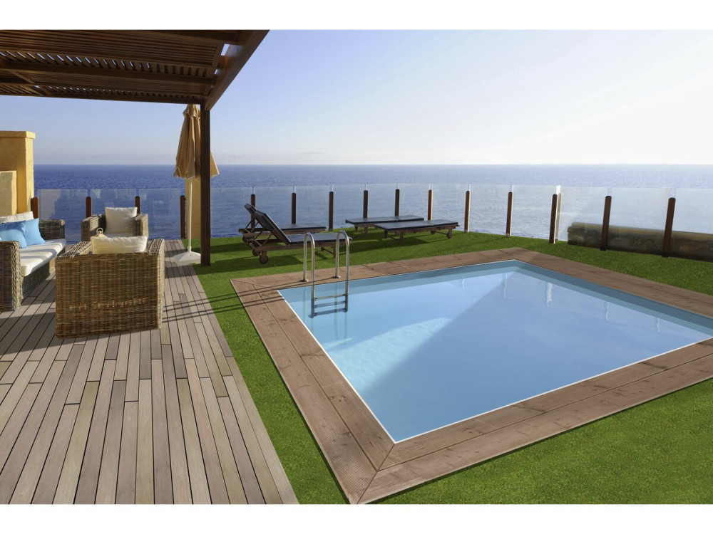 Piscina rectangular de madera "Zanzíbar" - 3,50 x 2,30 x 1,24 m