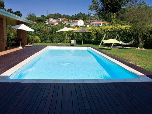 Piscina rectangular enterrada de acero con fondo plano «Sunkit» - 5,00 x 2,50 x 1,40 m + proyector LED de 12 V