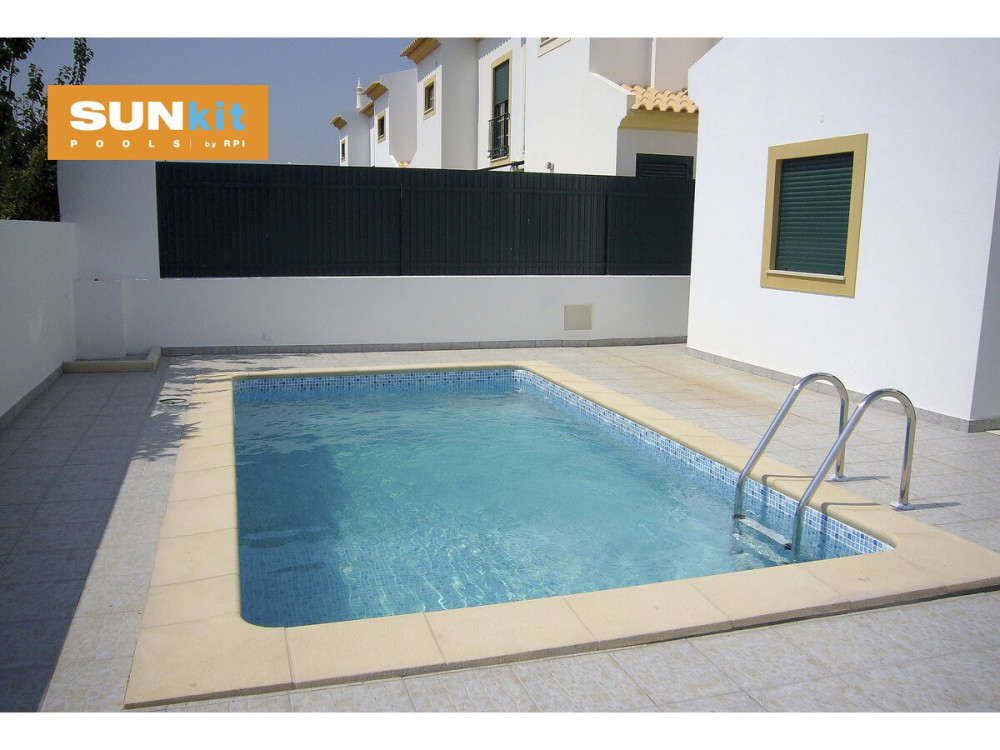 Piscina rectangular enterrada de acero con fondo plano «Sunkit» - 5,00 x 2,50 x 1,40 m + proyector LED de 12 V