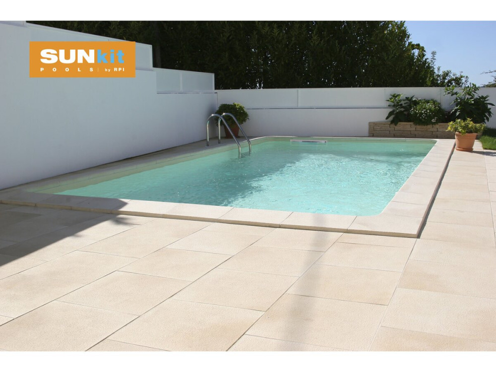 Piscina rectangular enterrada de acero con fondo plano «Sunkit» - 5,00 x 2,50 x 1,40 m + proyector LED de 12 V