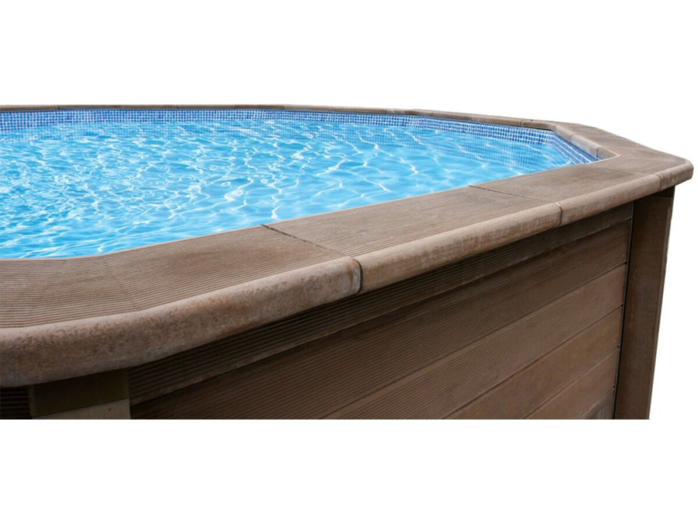 Piscina de hormigón con aspecto de madera en kit decagonal - 4,95 x 1,28 m