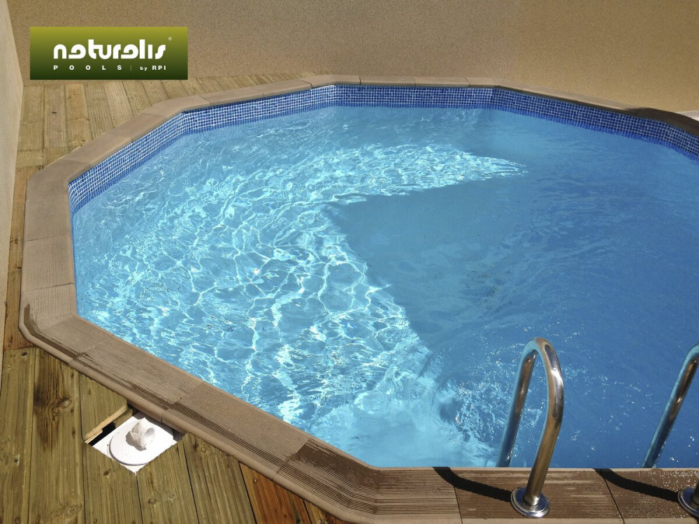 Piscina de hormigón con aspecto de madera en kit decagonal - 4,95 x 1,28 m
