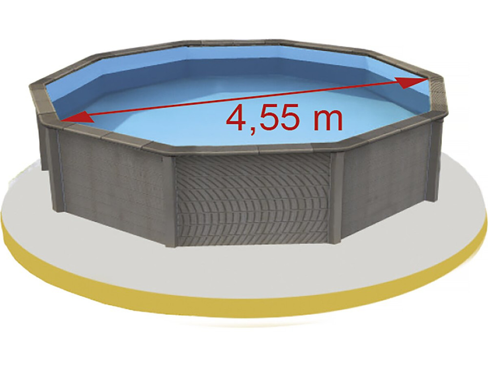 Piscina de hormigón con aspecto de madera en kit decagonal - 4,95 x 1,28 m