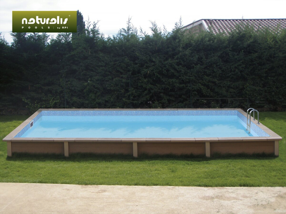 Piscina rectangular de hormigón con aspecto de madera en kit «Naturalis» - 6,09 x 3,24 x 1,40 m