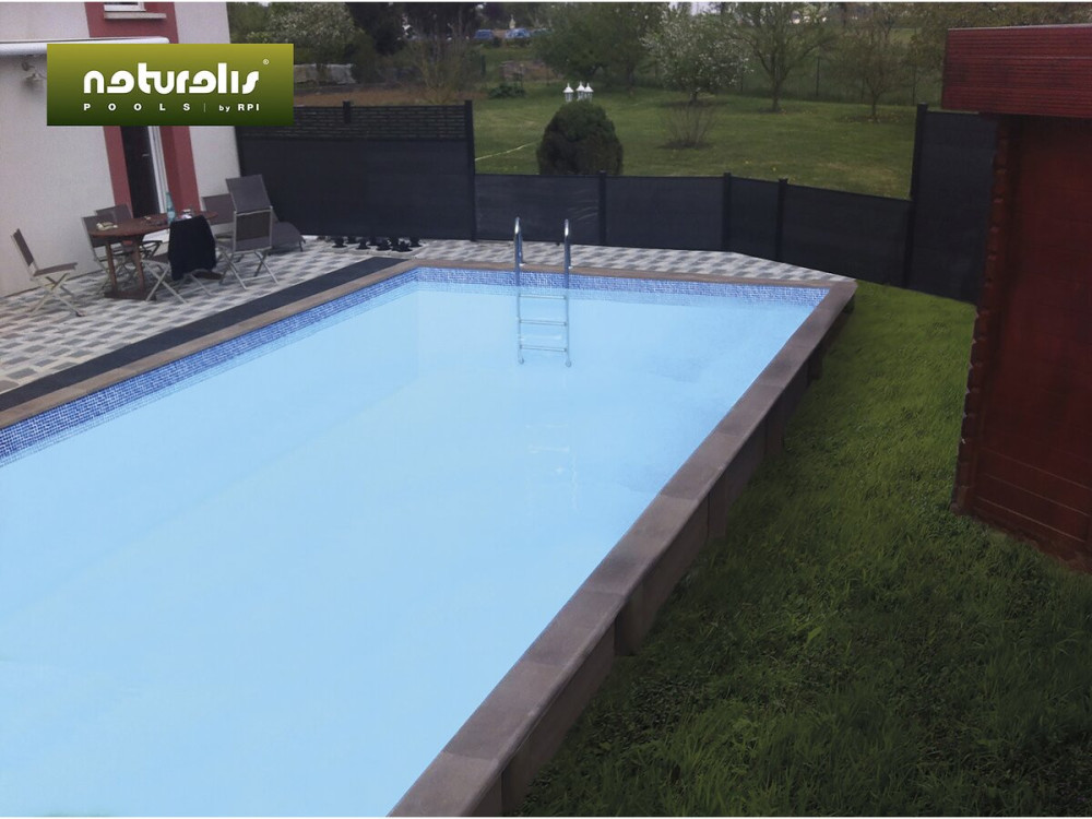 Piscina rectangular de hormigón con aspecto de madera en kit «Naturalis» - 7,5 x 3,24 x 1,40 m
