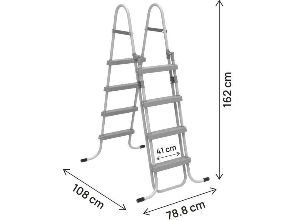 Escalera de piscina "Milo" con sistema de seguridad para niños - Gris