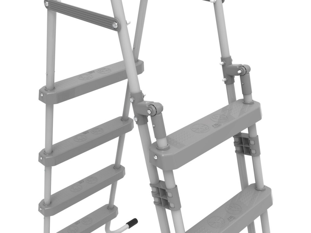 Escalera de piscina "Milo" con sistema de seguridad para niños - Gris