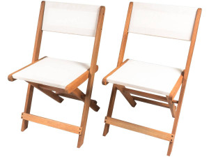 Conjunto de 2 Sillas plegables en madera exótica "Seoul" - Maple - Beige