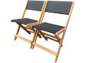 Conjunto de 2 Sillas plegables en madera exótica "Seoul" - Maple - Gris - Negro