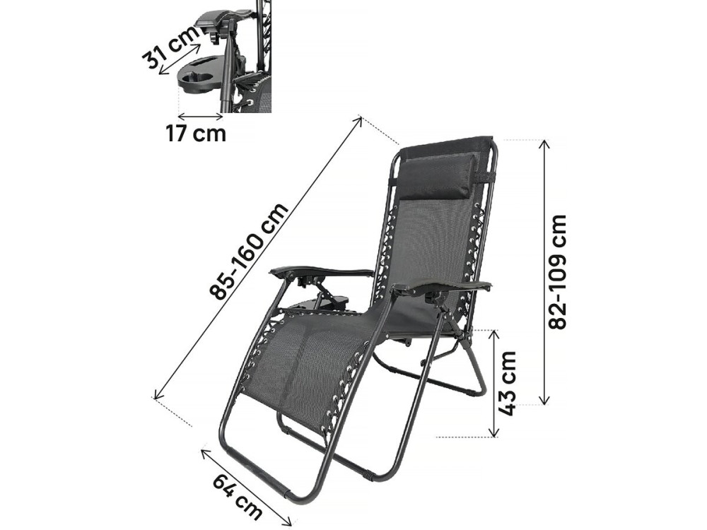 Juego de 2 sillas de jardín reclinables Sintra Zero Gravity - Negras