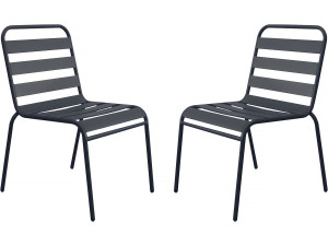 Juego de 2 sillas de jardín metálicas apilables "Bilbao" - Gris
