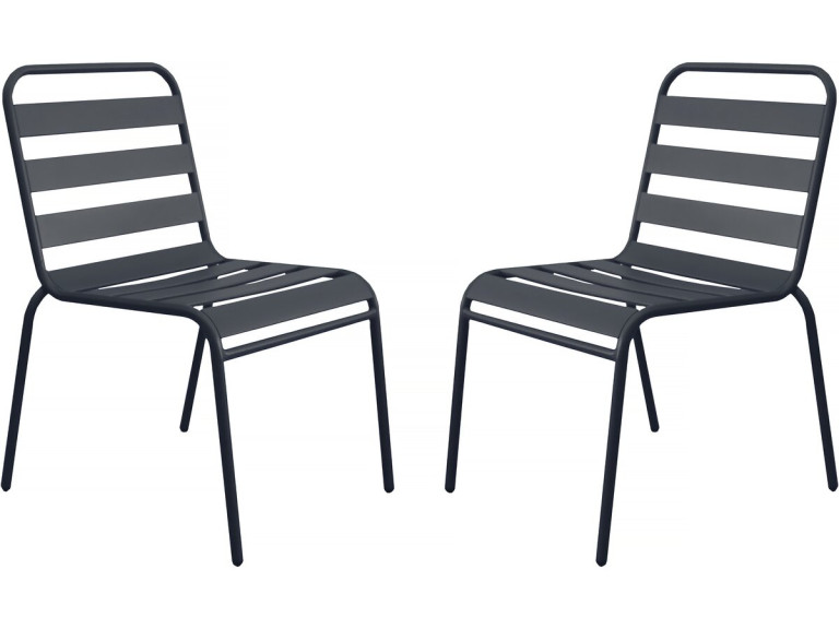 Juego de 2 sillas de jardín metálicas apilables "Bilbao" - Gris