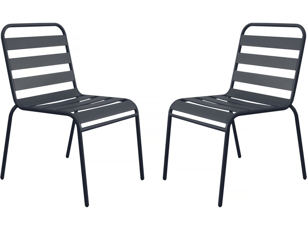 Juego de 2 sillas de jardín metálicas apilables "Bilbao" - Gris