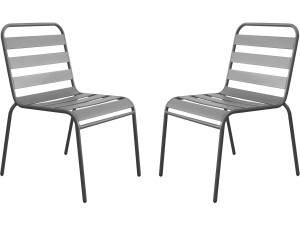 Conjunto de 2 sillas de jardín metálicas apilables "Bilbao" - Topo