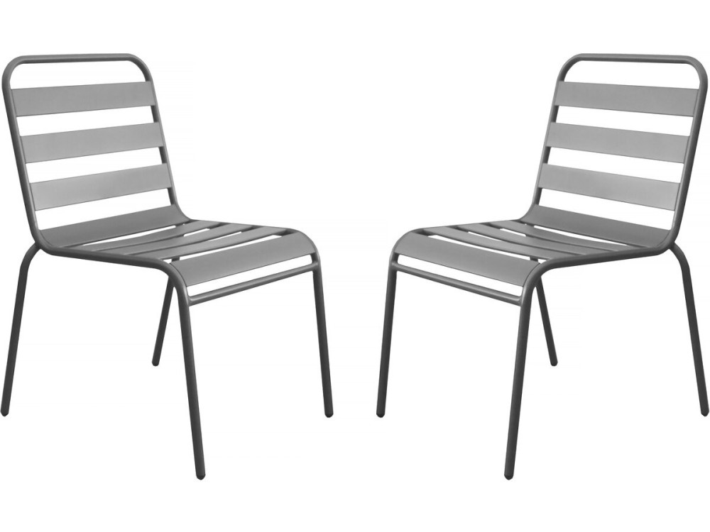 Conjunto de 2 sillas de jardín metálicas apilables "Bilbao" - Topo